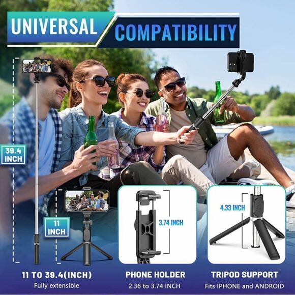 Live broadcast selfie stick hand held tripod with detachable wireless re… - Picture 3 of 14